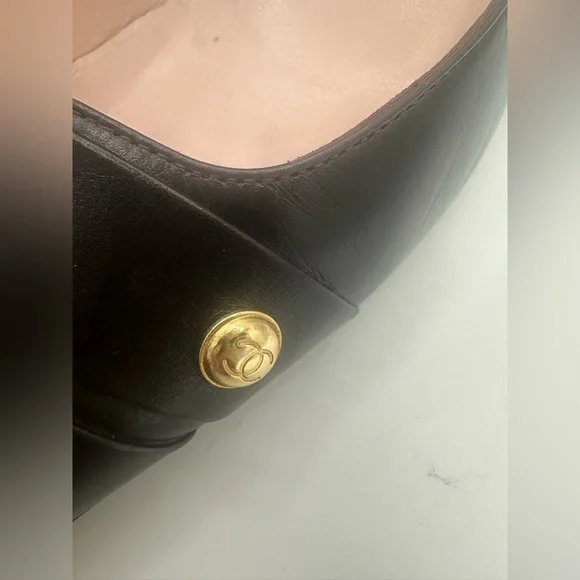 Chanel kitten heels brown leather pumps shoes classic - Picture 2 of 11